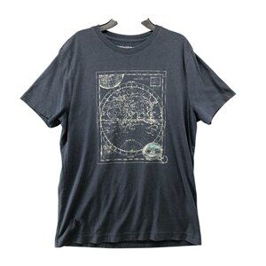 Banana Republic Indian Sea Map‎ T Shirt Mens M Dark Harbor Gray Short Sleeve